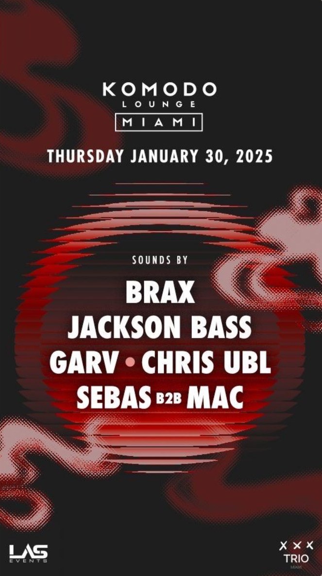 Flyer: Komodo Lounge Miami, Jan 30 2025